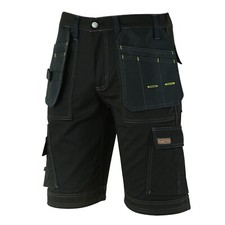 Mens Work Shorts With Holster Pockets Black Grey Khaki 300 GSM Cargo Work Shorts