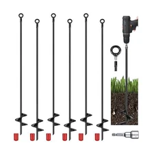 6 Pcs 40 Inch Extra Long Ground Anchor 4" Wide Helix 14 mm Rod Auger Earth Gr...