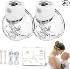 2 Pack S12 9-Levels Double Wearable Breast Pump 9 Levels Hands Free
