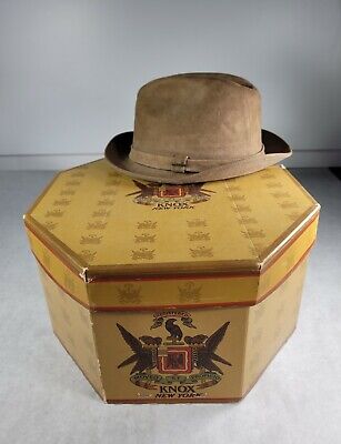 Antique Leather Strapped Saddle-Shaped Hat Box, Knox of New York