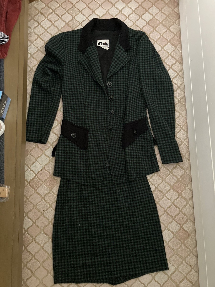 green dress clueless Inspired Vintage 2 Piece Button black Plaid Suit Y2K small web collection: 200 styles for 50