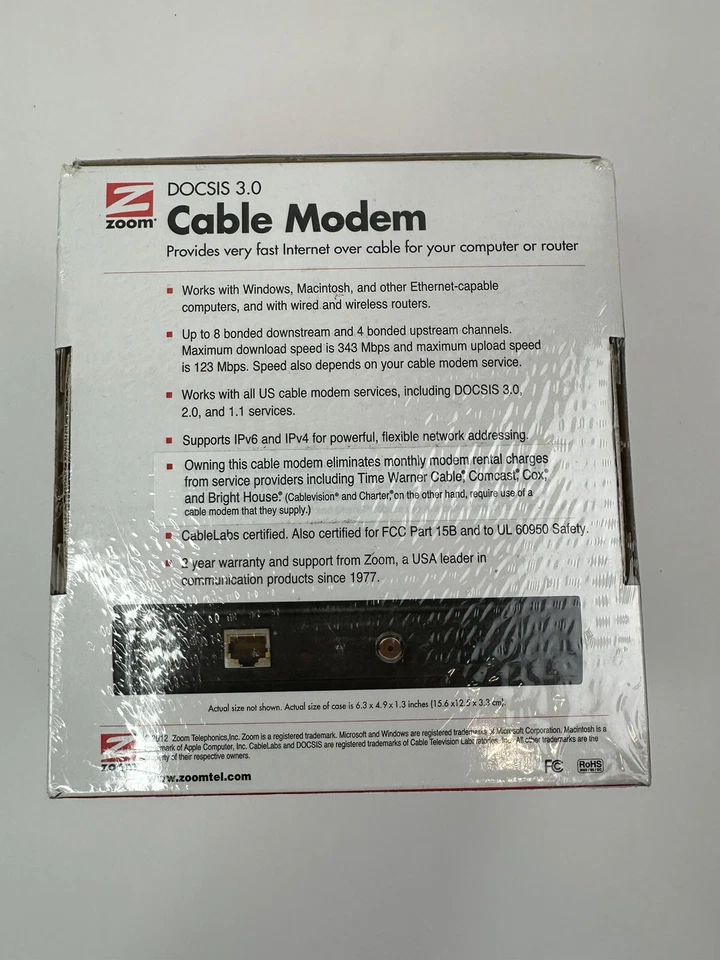Zoom DOCSIS 343 Mbps 3.0 Cable Modem Model 5341 NEW/Sealed - Image 4 of 4