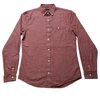 Armani Exchange Slim Fit Mens Medium Burgundy Red Long Sleeve Button Front  Shirt | eBay