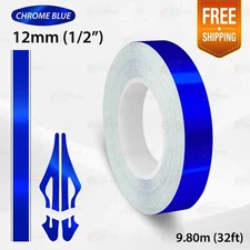 CHROME BLUE 1/2" 12mm PIN STRIPE Car Model Streamline TAPE Decal Vinyl Sticker