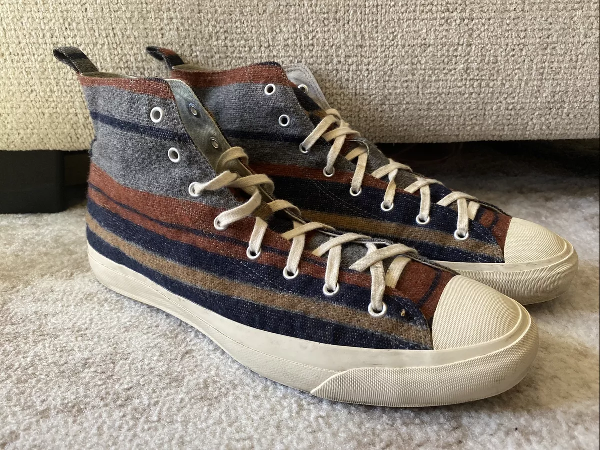 RARE The Hill Side Japan Striped Tweed Sneaker High Tops US 11 EU 45 JP 29 Shoes