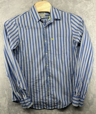 Abercrombie  Fitch Muscle Blue White Striped Cotton LS Shirt Men's Size L READ