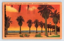 Postcard California Santa Barbara Cabrillo Yacht Harbor 1958 Posted Linen
