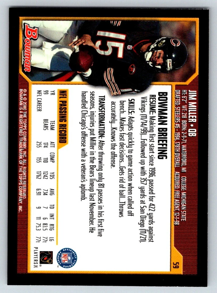 Jim Miller 2000 Bowman #59 - Image 2 of 2