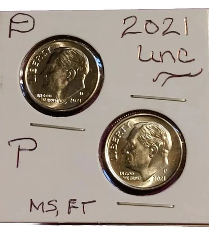 2021 P&D Roosevelt Dimes (2 Coins) from BU Bank Rolls, Awesome coins! Nice Item