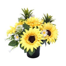 Grave Memorial Flowers Artificial Rose Foilage Cemetery Pots Outdoor Home Décor