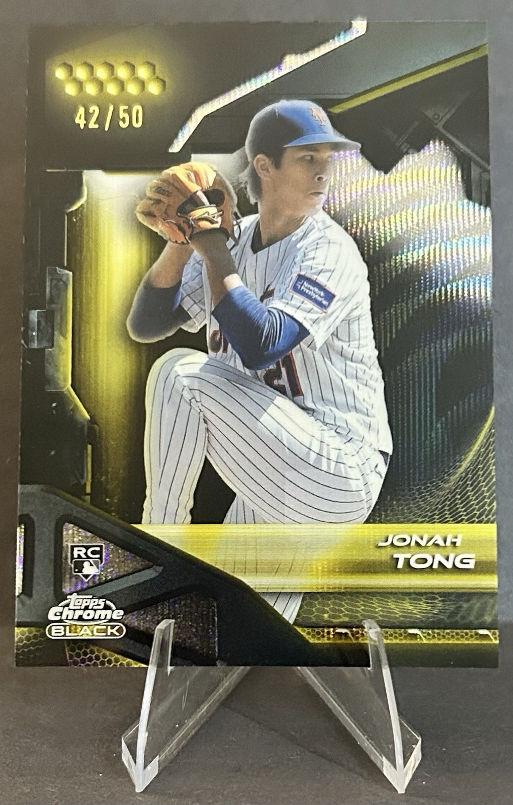 2026 Topps Chrome Black Jonah Tong Gold Wave /50 Rookie RC ~ New York Mets