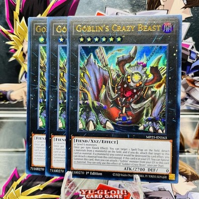 3x Yugioh Playset Goblin's Crazy Beast MP25-EN163 Ultra Rare 1st Ed Near Mint