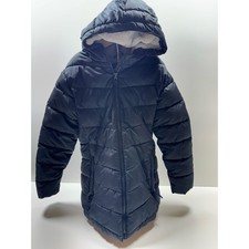Lands End Kids Parka Sz M 10/12 Fleece Lined Black Hooded Pockets Winter Warm