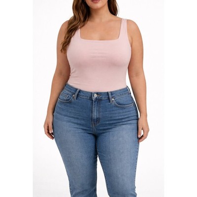 NWT Old Navy 4X Pale Ballerina Pink Square Neck Bodysuit Basic Closet Staple