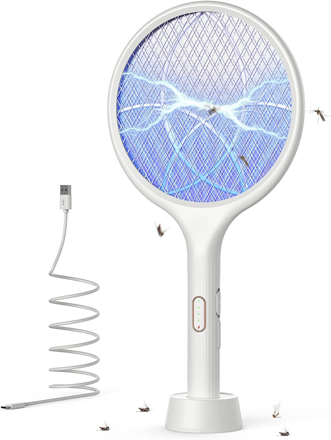 Electric Fly Swatter 4000V Bug Fly Zapper Racket Mosquito Killer 1500 Mah 3 Laye
