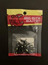 Big Bite Baits MH16-03 1/16 Oz Black Chartreuse Eye BB Minnow Head jog Qty 10