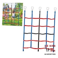 Climbing Net for Kids Outdoor, Climbing Cargo Net, 4.85ft x 6.1ft Blue Red