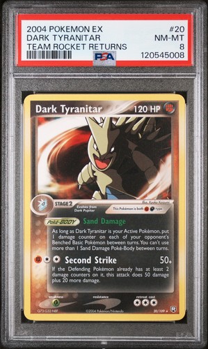 Dark Tyranitar graded PSA 8 for sale on eBay