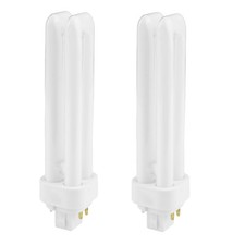 4 Pin G24q 2 Light Bulbs 18W Compact Fluorescent Lamp Warm White 2700K 2U Double