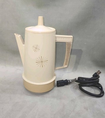 Vintage Regal Poly Perk Coffee Pot yellow harvest gold Atomic Star Burst