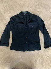 LAUREN Ralph Lauren Premium Soft Black Blazer Pockets 98 Cotton Womens M