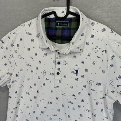 William Murray Men s Golf Polo Off The Rocks Shirt Large AOP Cocktails Stretch