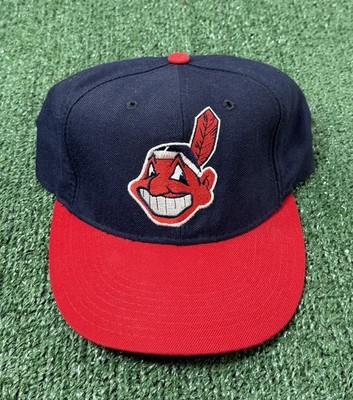 Vintage 90s Cleveland Indians New Era Diamond Pro Model Fitted Hat USA 7 3/8