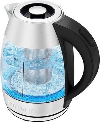 Chefman 1,8L Glas Wasserkocher + Tee-Ei 2200W LED Schnellkochen Edelstahl
