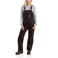Carhartt Women's Quilt-Lined Double Knee Bib Overalls Dark Brown Size 8 x 32