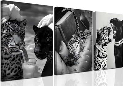 Trendy Black and White Cheetah Canvas Art for Stylish Home Decor