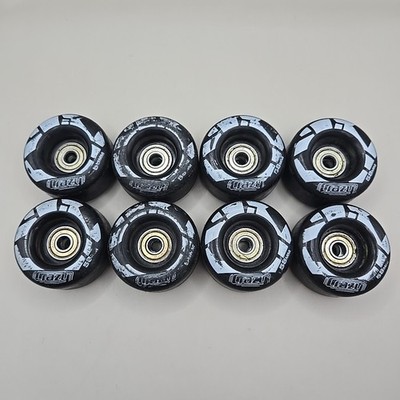 Lot (8) Crazy Skates 58mm Black & White Roller Skate Wheels ZZ809 ABEC-5
