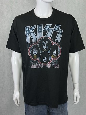 KISS Alive  77 Band T Shirt Mens XXL Black Graphic Concert Retro Rock Tee