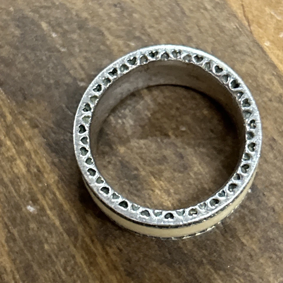 Auténtico Anillo Pandora Corazones De Pandora Piedra Blanca Perlada Talla 7.75 8.62 G Foto 2 de 4