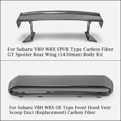 For Subaru VBH WRX OE Front Hood Vent Scoop Duct/Rear Trunk GT Spoiler Carbon