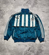 RARE Vintage 90s Adidas Track Zip Jacket Teal White Stripes FC Soccer L size