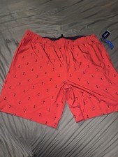 NWT NAUTICA Men's Performance Swim Trunks, Red, Tie Waist, Size XL