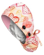 Satin Lined Scrub Caps with Buttons Sweathand, Surgical Caps for Women
