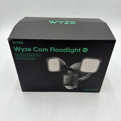 WYZE Wired Outdoor Wi-Fi Floodlight v2 Home Security Camera 2K Video BLACK
