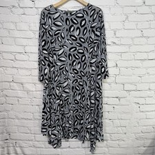 Chalet et Ceci Linen Dress Size 1X Abstract Asymmetrical Black Gray Lagenlook