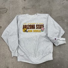 Vintage Champion Reverse Weave Warmup Arizona State Sweatshirt XL Gray Ncaa 90s