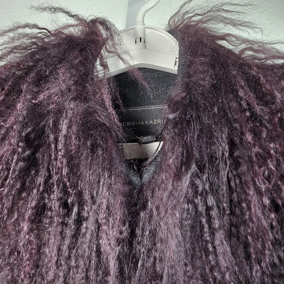 BCBG MAXAZRIA Chaleco Mujer S/M Piel de Cordero Mongol Sin Mangas Mafia Esposa Marrón Profundo Foto 4 de 4