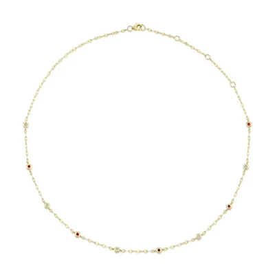 Diamond Ruby By The Yard Halskette 14K Gelbgold Zierkette 0.20 CTW - Bild 1 von 2