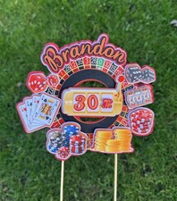Casino Gaming Vegas Personalised Cake Topper Decoration