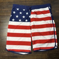 Old Navy California American Flag Board Shorts Mens Sz 38 Drawstring Swim Trunks