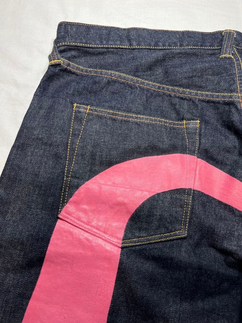 EVISU No2 2000 Jeans Pink Big Seagull Size 42x32 3XL Big Denim