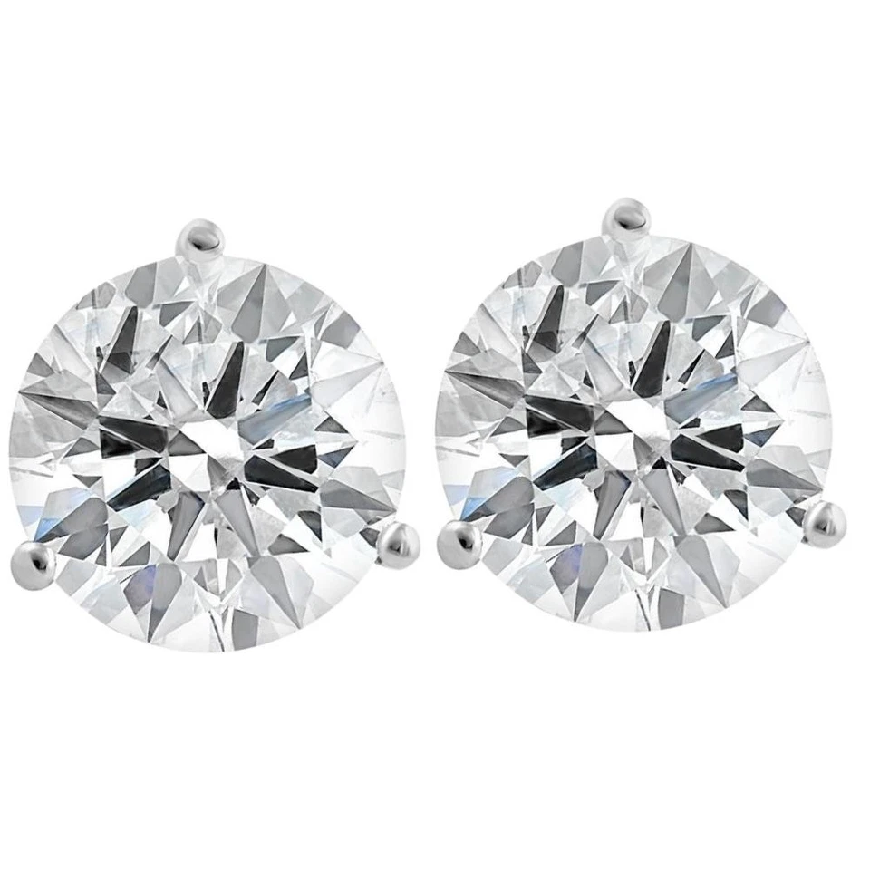 Certified 8 Ct tw 14k White Gold Lab Grown Round-Cut Diamond Martini Studs