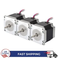 STEPPERONLINE 3PCS Nema 23 Stepper Motor 170oz.in 2.8A φ6.35mm Shaft L=56mm CNC