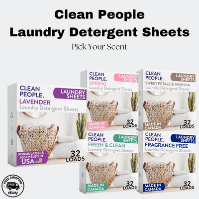 The Clean People Laundry Detergent Sheets | 32 Loads Eco Friendly | Choose Scent