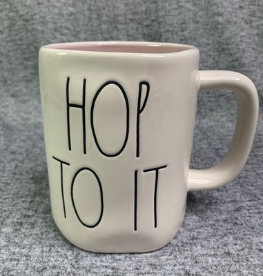 Rae Dunn  HOP TO IT  Ceramic Mug Cup Easter Pink Inside