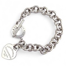 Return to Tiffany & Co New York Silver Heart Tag Toggle Charm Bracelet